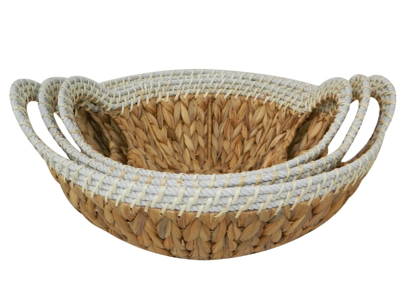 Professional-grade Water Hyacinth Bowls with Rope Rim - Superior Nesting Storage Solution